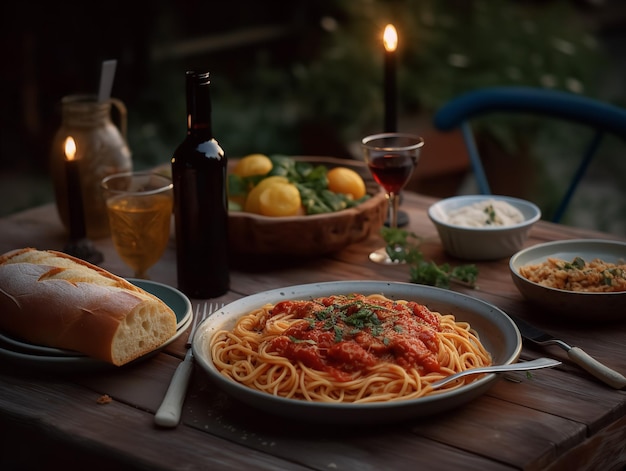 Photo the rustic charm of a tuscan pasta dinner