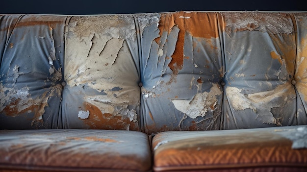 Photo rustic charm vintage satin couch with peeling paint