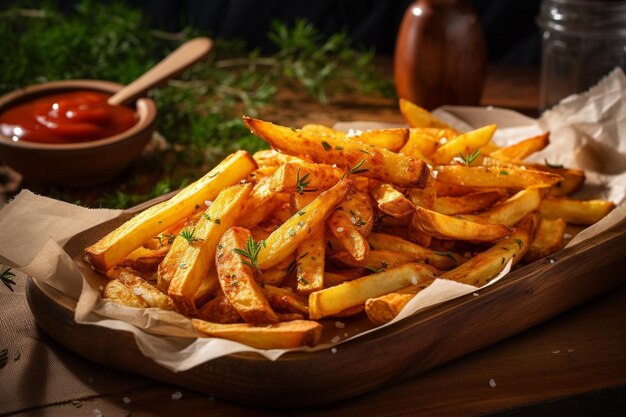 Photo rustic countrystyle potato fries