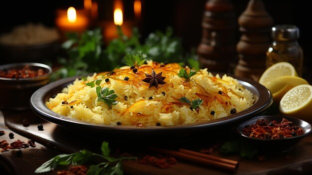 Rustic crockery holds gourmet basmati rice with chili pepper