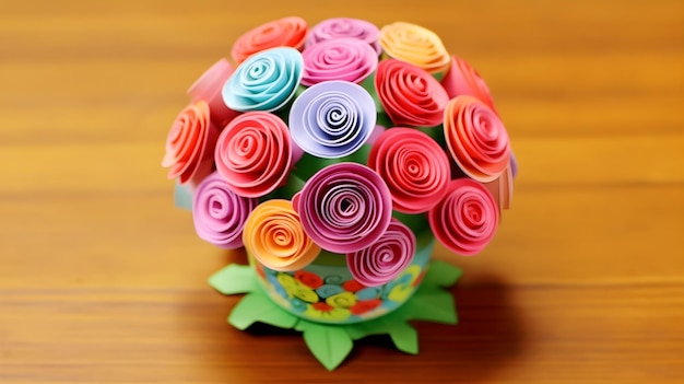 Rustic Elegance A Cascading Bouquet of Textured 3D Paper Quilled Roses