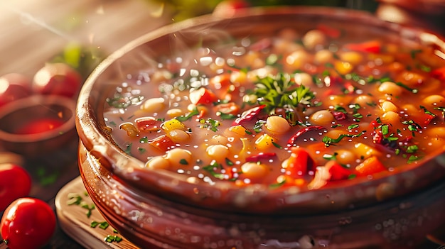 Rustic Elegance Een hartverwarmende kom met zelfgemaakte groentensoep ter viering van traditionele smaken en gezond eten