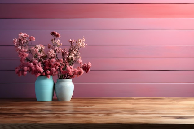 Photo rustic elegance empty wooden table in pastel room