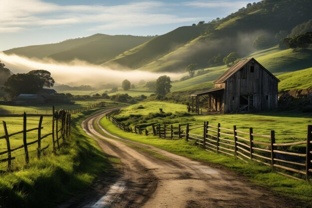 Foto agricoltura rustica annidata a rolling hills ai generativa