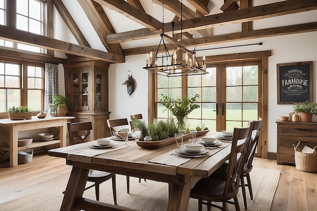 Rustic Farmhouse Dining Room Cozy Elegance and Natural Light