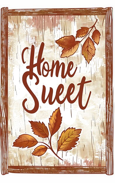 Rustic Farmhouse Postcard met houten frame Home Sweet Ho Illustratie Vintage Postcard Decoratief
