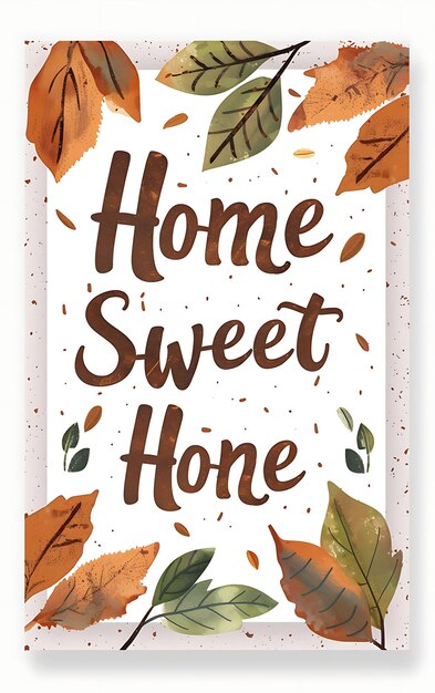 Rustic Farmhouse Postcard met houten frame Home Sweet Ho Illustratie Vintage Postcard Decoratief