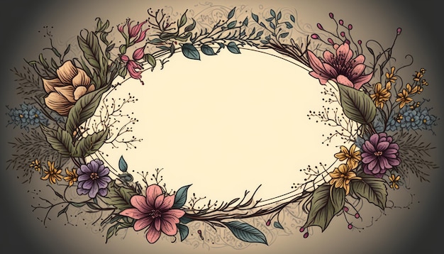 Rustic Floral Wreath with Space for Copy