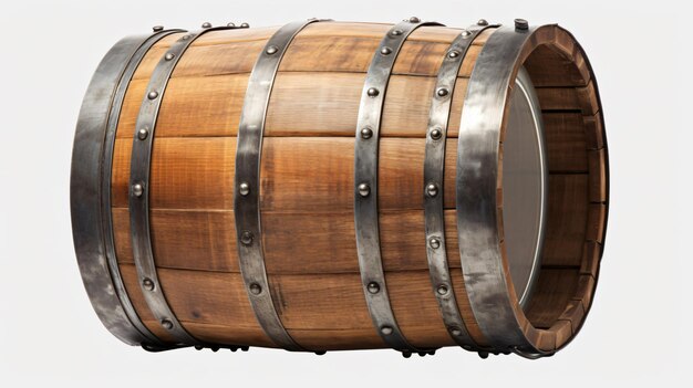 Rustic Fusion MetalWood Barrel on Transparent Background