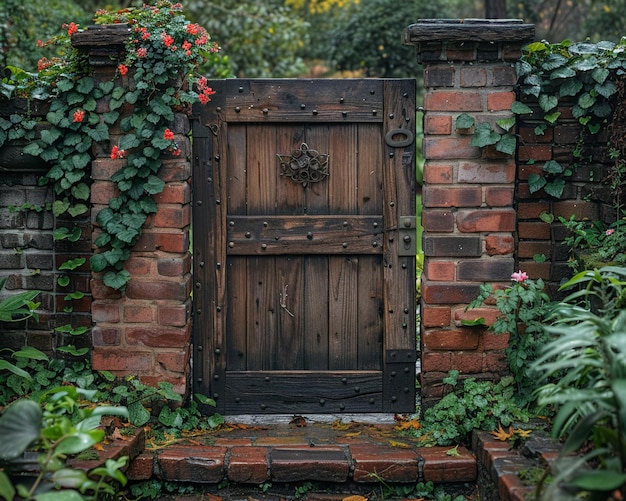 Photo a rustic gate leading into a secret garden