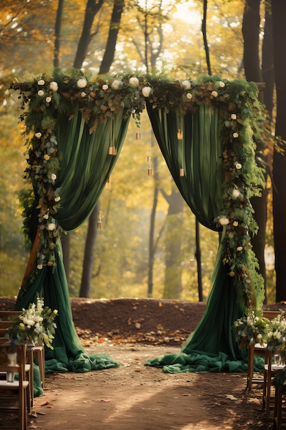 Rustic Glam Fall Wedding in an elegant emerald palette