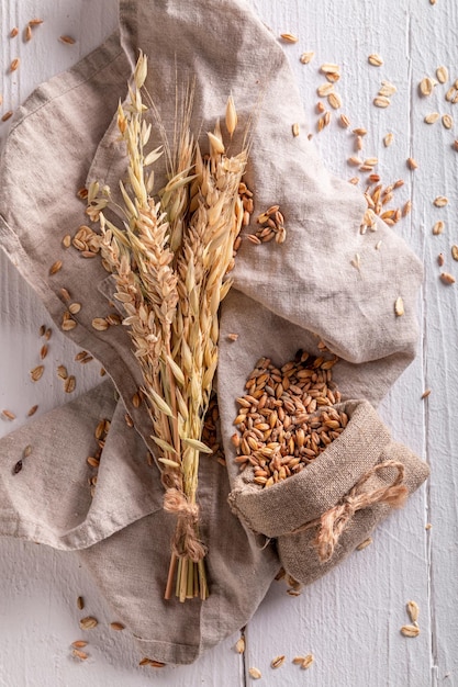 Rustic and healthy oat buns baked at home