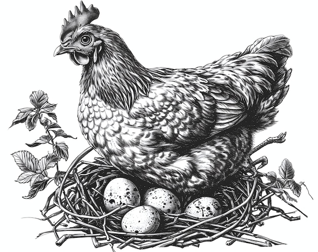 Photo rustic hen and eggs a timeless country life scene