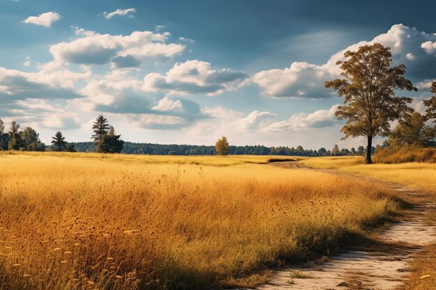 Foto rustic herfst weide landschap landelijk geel veld