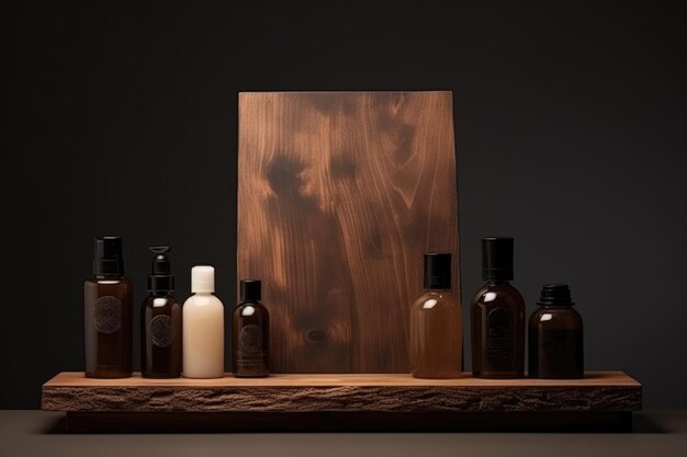 Rustic houten podium voor parfum mockup