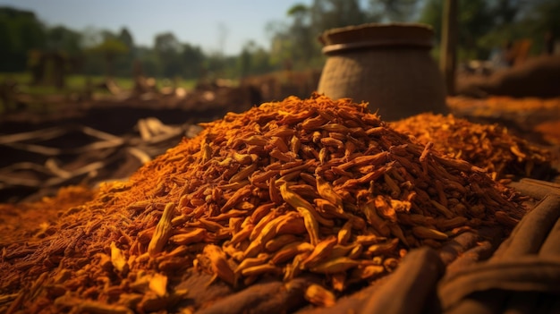 Rustic Indian Spice Plantation with Fields of Turmeric and Cardamom