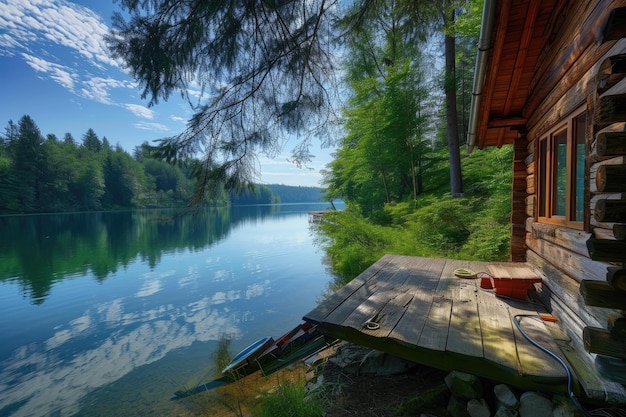 Rustic lakeside cabin