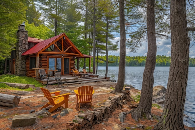 Rustic lakeside cabin