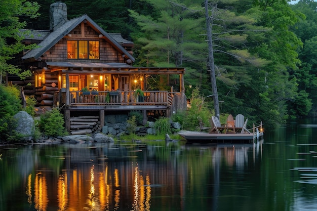 Rustic lakeside cabin