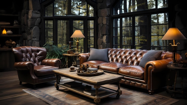 Rustic Leather Couch
