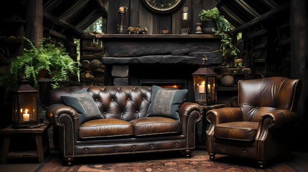 Rustic Leather Couch