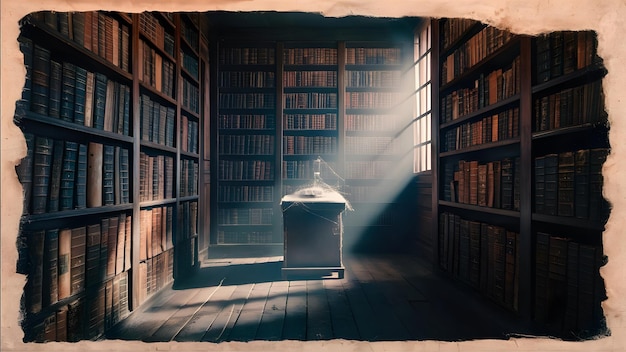 a rustic library cinematic background