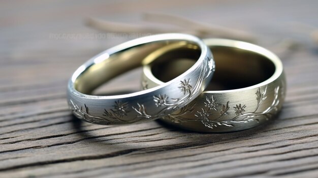 Rustic Love Rings on Wood