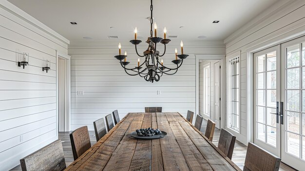 Photo rustic meets refined elevating farmhouse style with modern architectural elements in home design