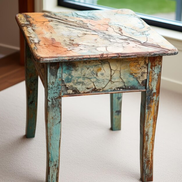 Rustic Naturalism Painted Side Table With Vintage Charm