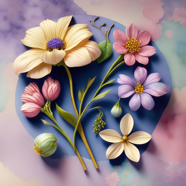 Rustic oil painting style floral flower on colorful background