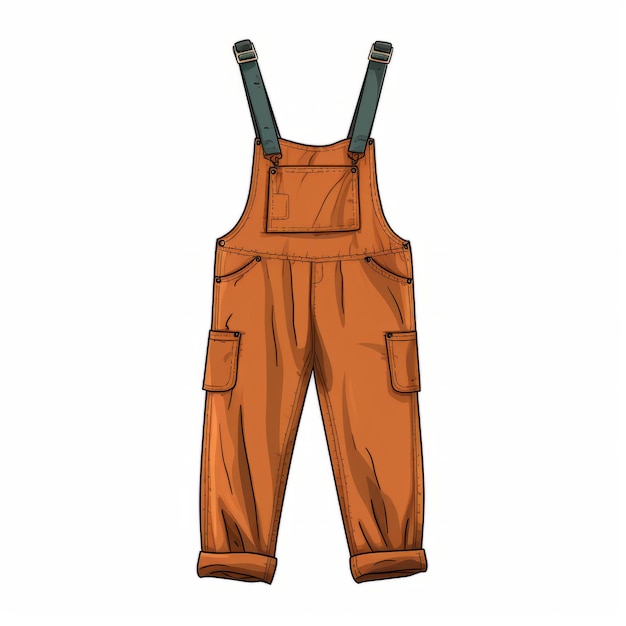 Rustic Orange Overall Vector Clipart Illustration With Straps