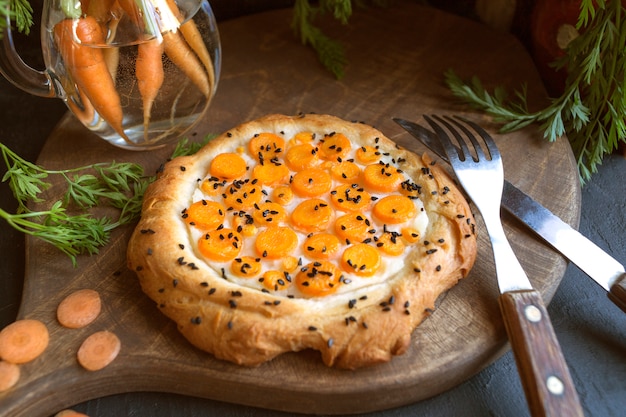 Rustic pie with carrots.