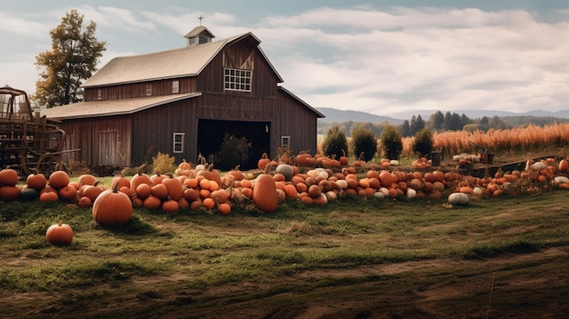 Photo rustic pumpkin farm in fall