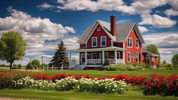 Rustic red farm house