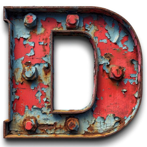 Rustic Red Metal Letter D Lowercase 3d illustration