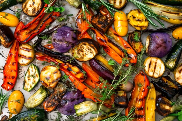 Rustic roasted vegetable medley delight created with generative ai technology