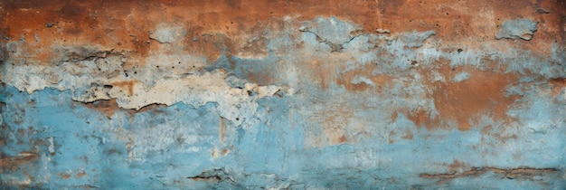 Rustic rusty iron with peeling old blue paint digital ai