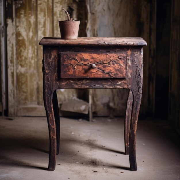 Foto tavolo da tavolo di satin rustico con fascino vintage