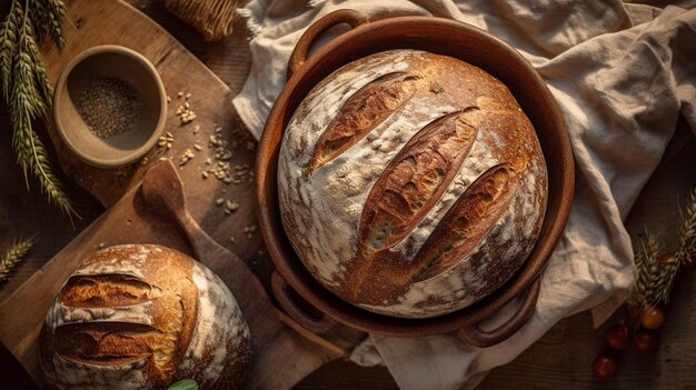 Rustic sourdough bread with crispy crust