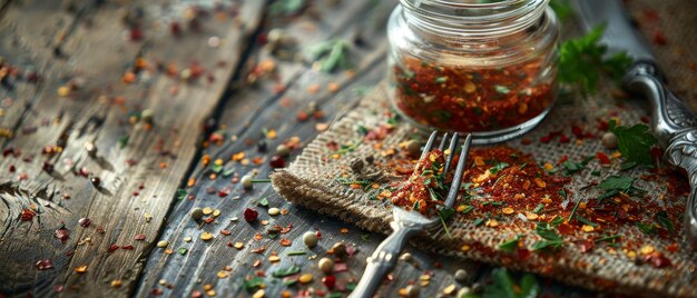 Rustic Spice Blend on Weathered Wooden Tabletop