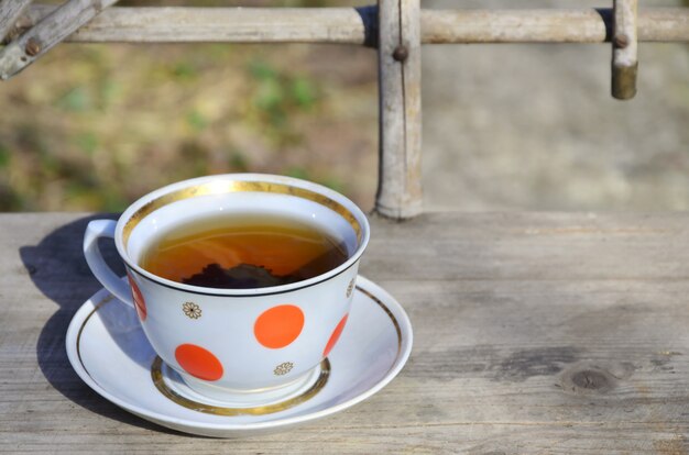 Rustic still life with a cup of tea