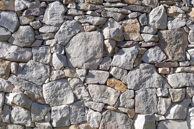 Rustic stone wall with irregular shapes