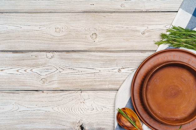 Rustic style table setting on wooden table