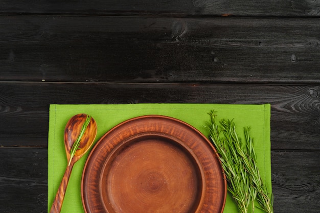 Rustic style table setting on wooden 