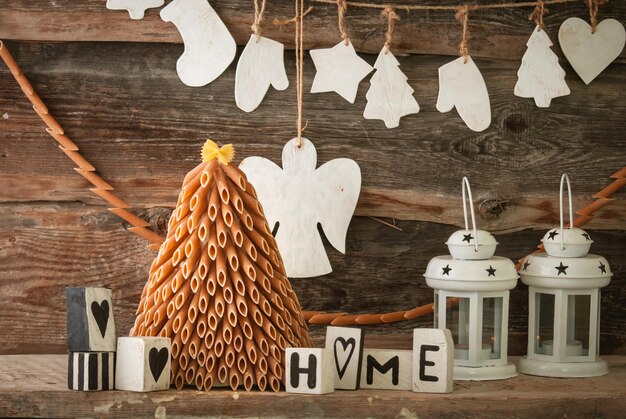 Photo rustic styled new year tree