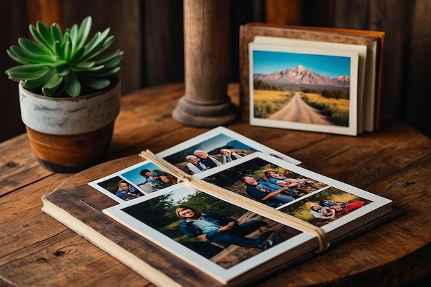 Rustic Table with Family Photo Albums