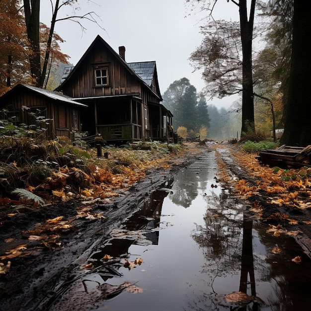 Rustic Tranquility Autumn Landscape Photo