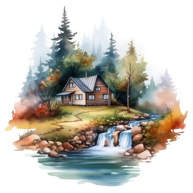 rustic vector illustration cabin