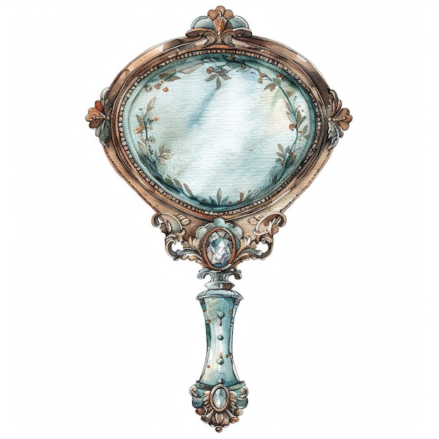 Photo rustic victorian ornate hand mirror