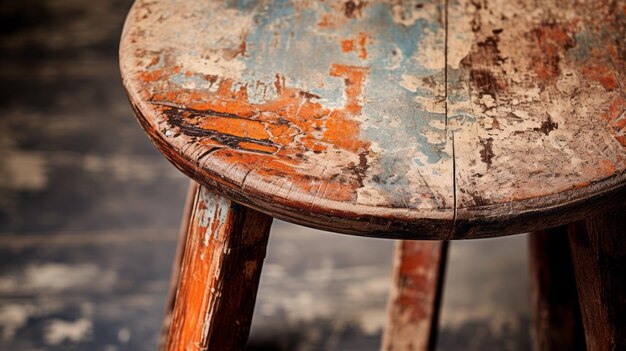 Photo rustic vintage acrylic stool with tarnished orange paint